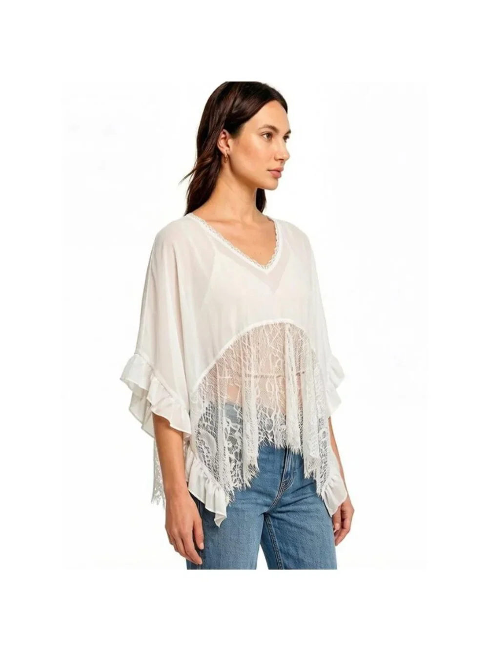 Lace Trim Flowy Cover-Up